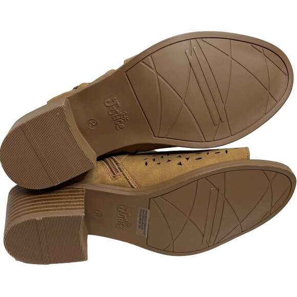 Justice Girls Tan Faux Suede Open Toe Block Heel Sandals Size 8 Kids Shoes - Picture 11 of 12